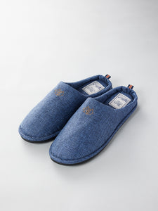 Vintage Indigo Linen Home Slippers