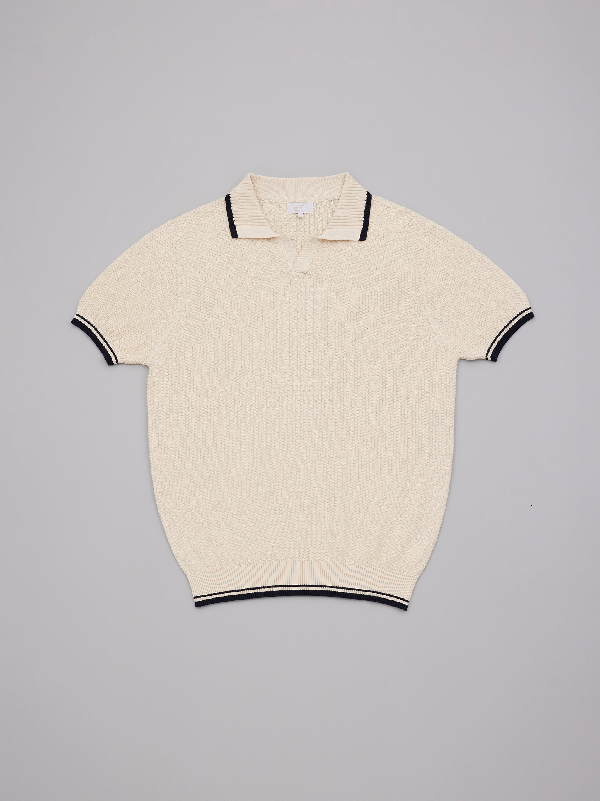 Off White Contrast Textured Polo