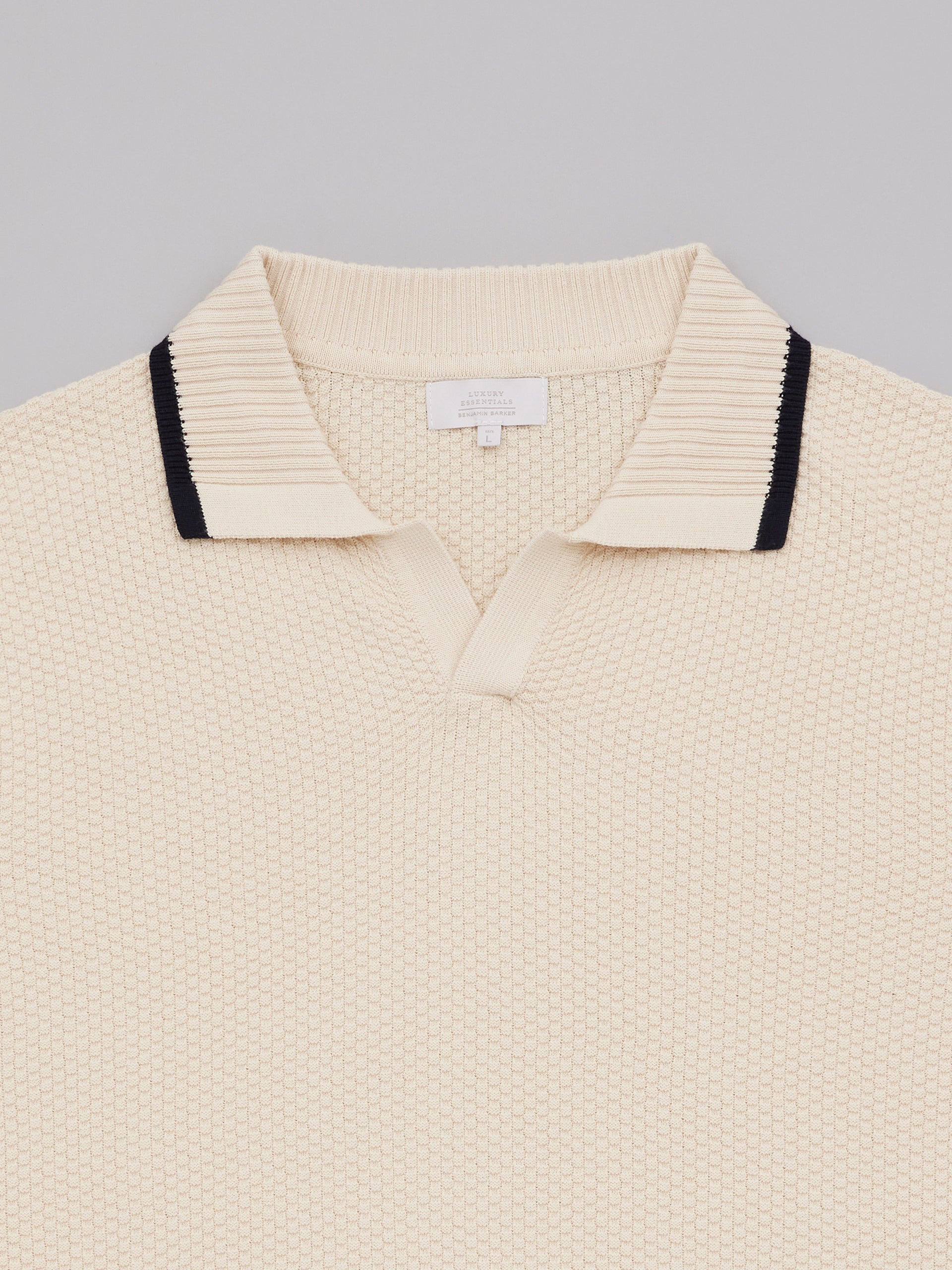 Off White Contrast Textured Polo