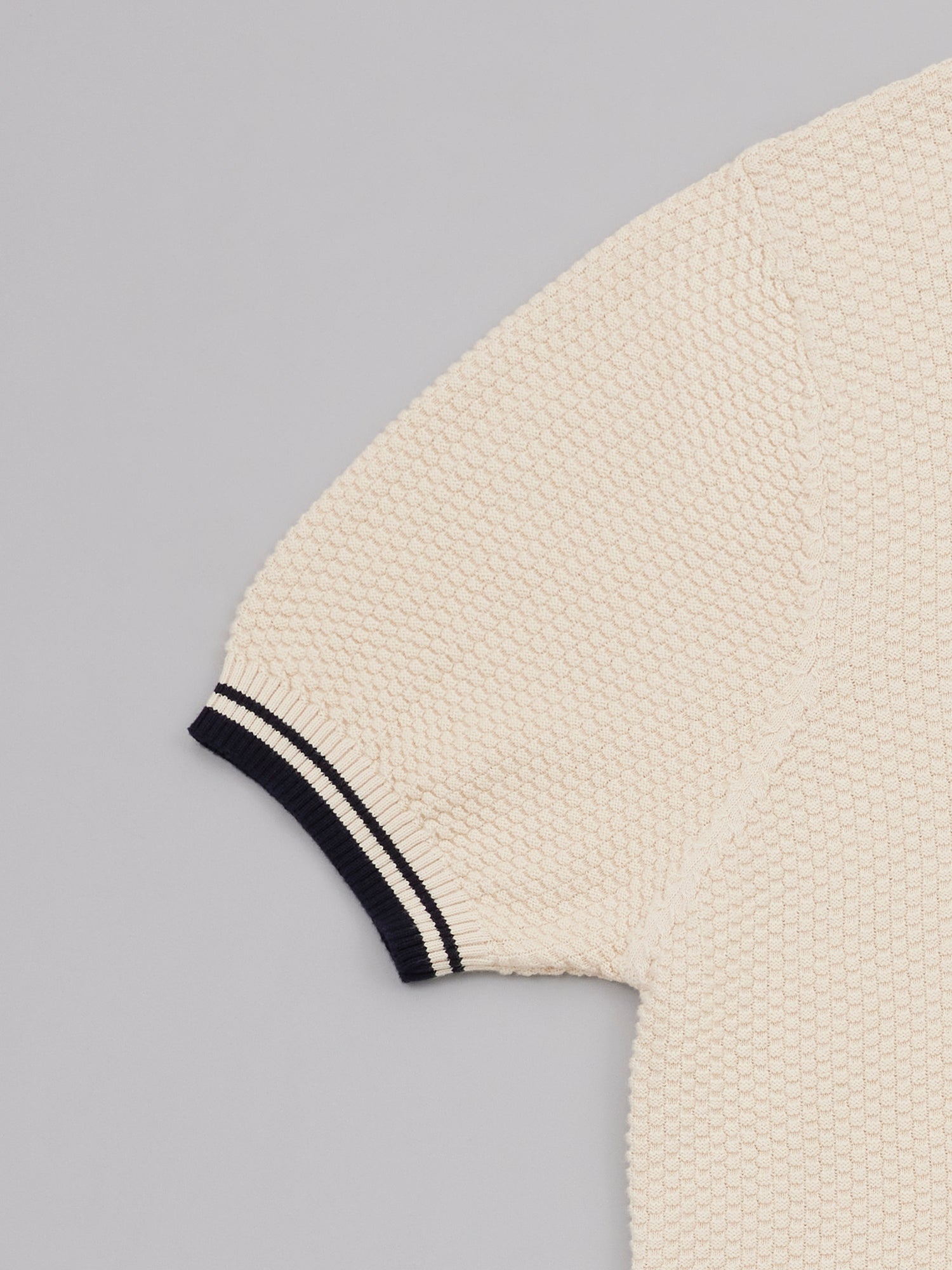 Off White Contrast Textured Polo