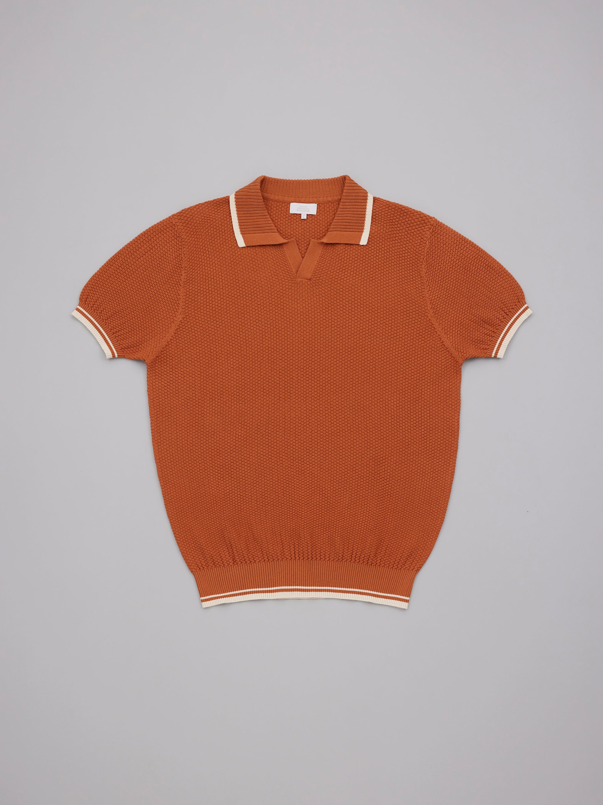 Rust Contrast Textured Polo