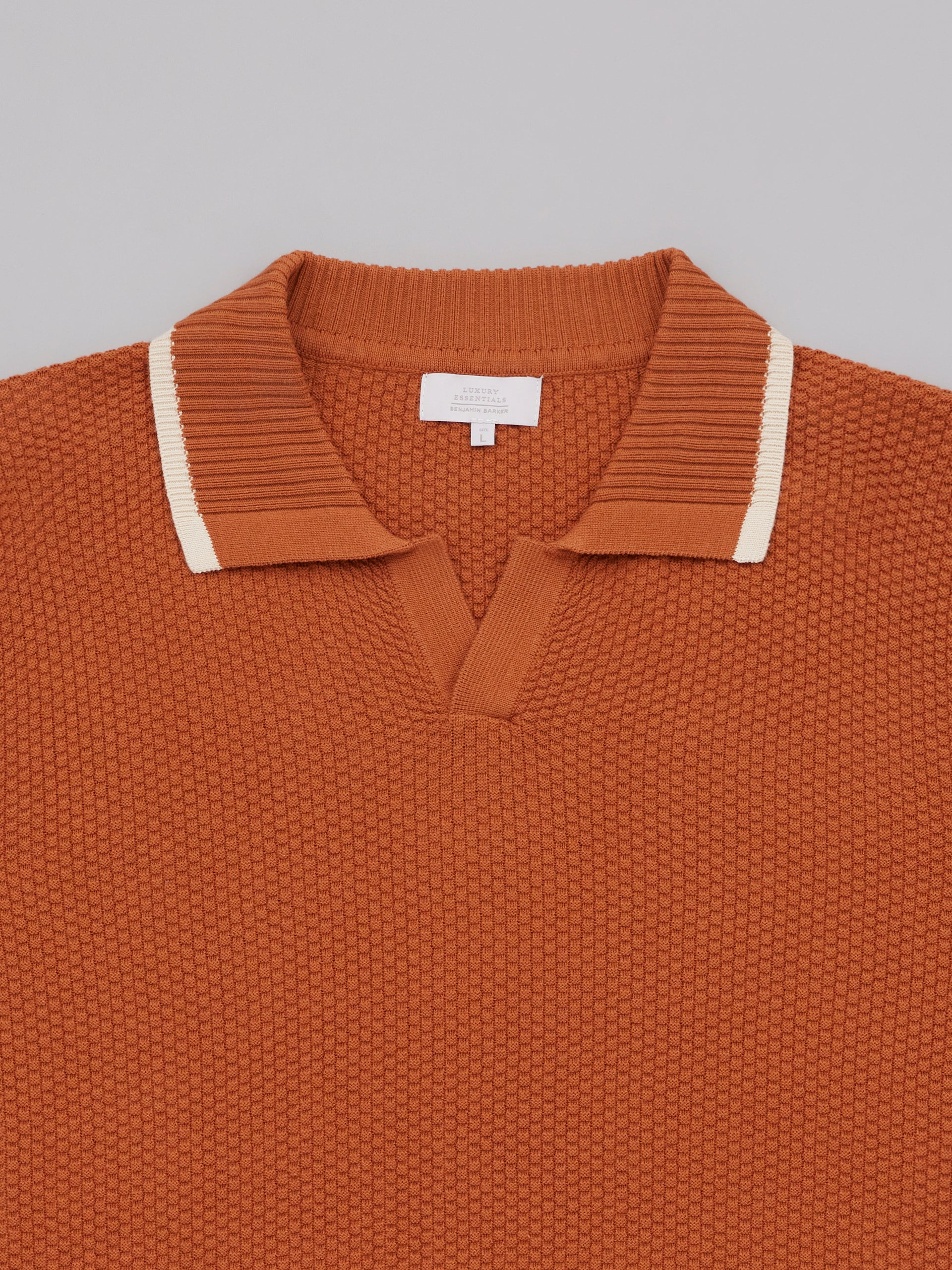 Rust Contrast Textured Polo