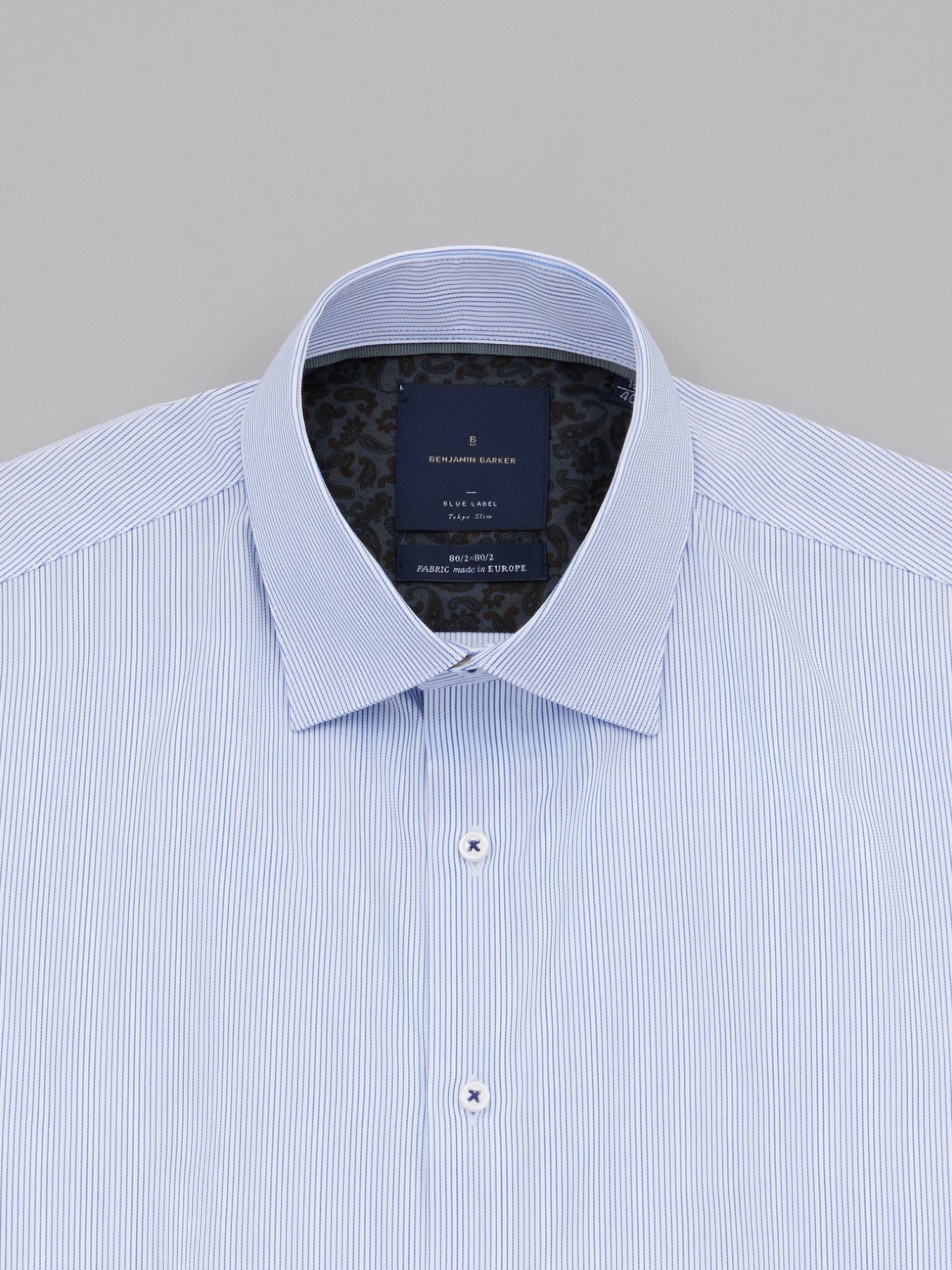 Futako Navy 80/2 Easy Care Blue Pinstripe