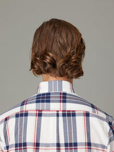 Koji Embroidered Navy Plaid