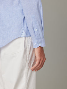 Takumi Embroidered Blue Linen