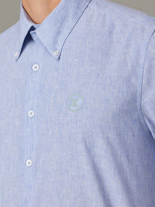 Takumi Embroidered Blue Linen