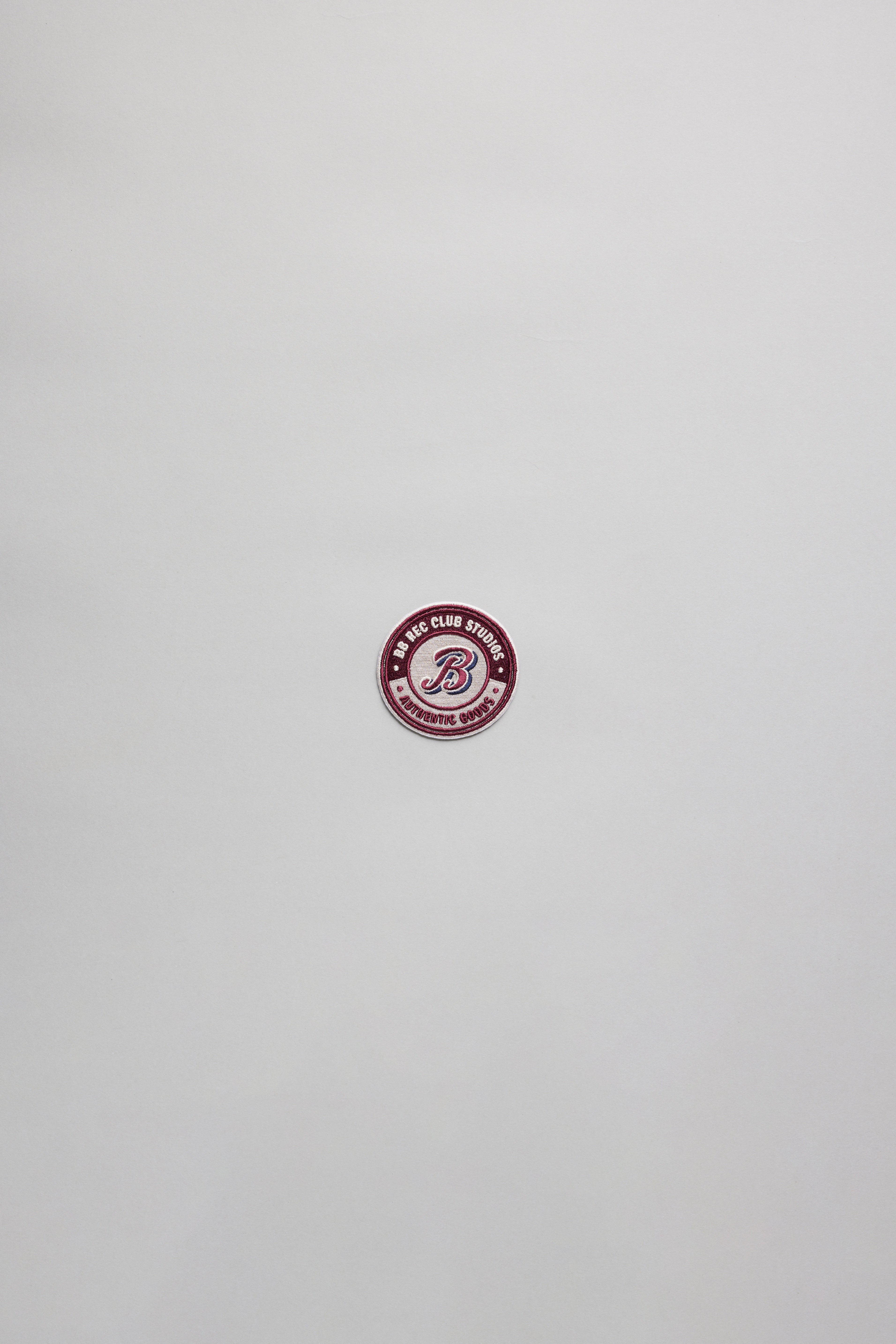 B Logo Round Iron-on Patch Burgundy